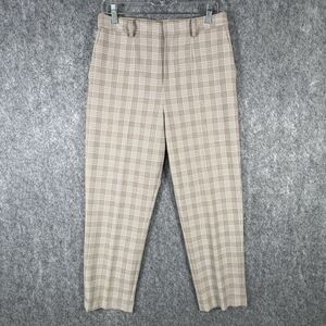 Uniqlo Plaid Stretch Flat Front Chinos Pants Trousers Straight Leg Womens Large